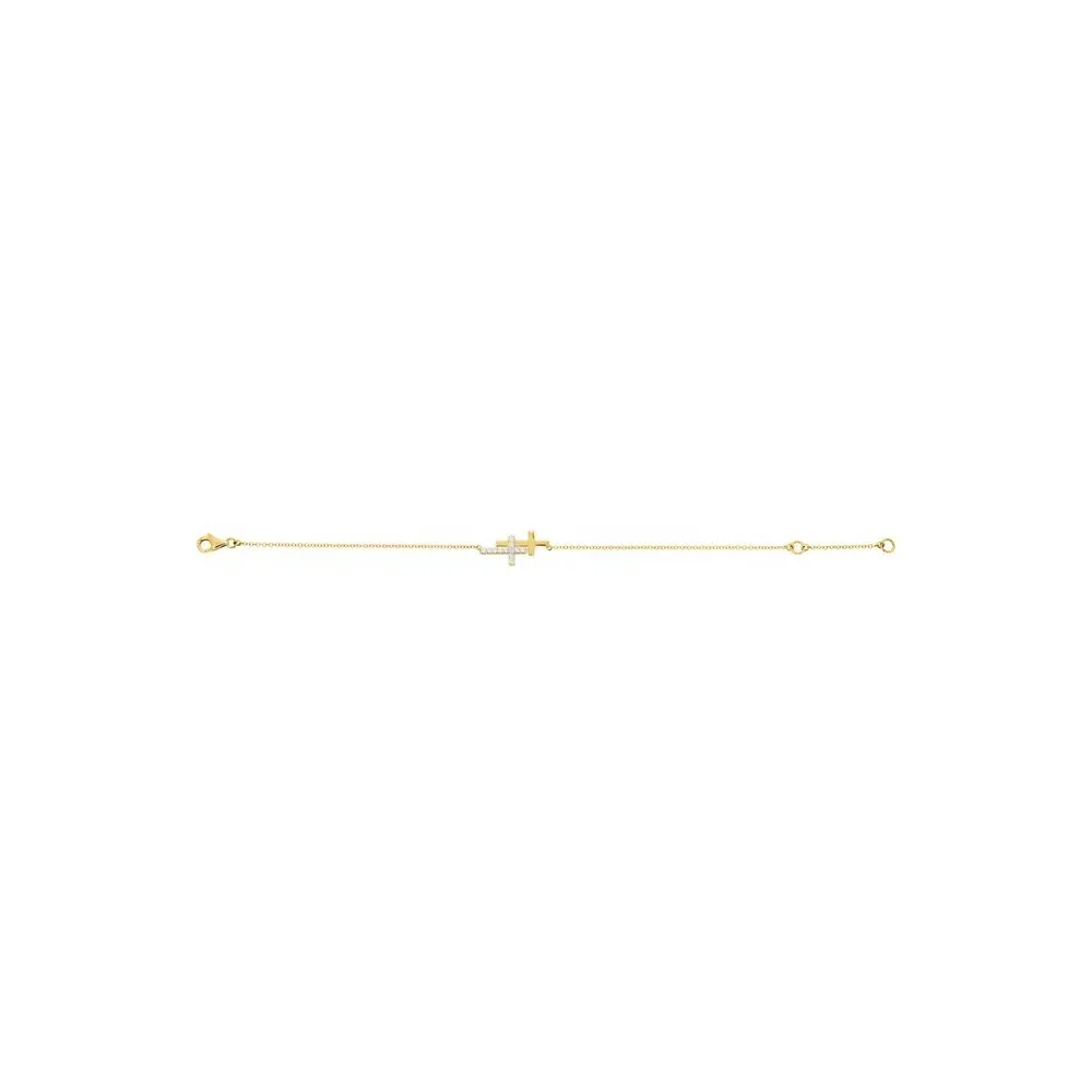 Natural Diamond Double Sideways Cross Bracelet - Image 2