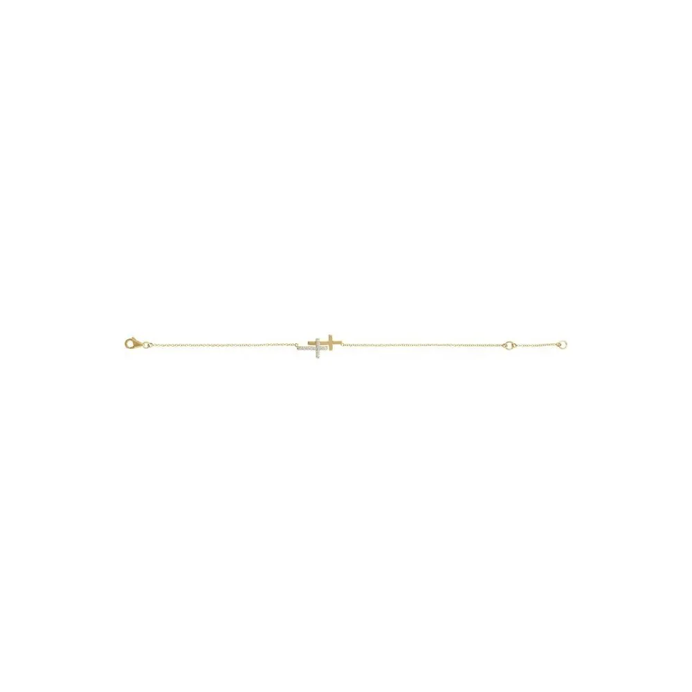 Natural Diamond Double Sideways Cross Bracelet - Image 4