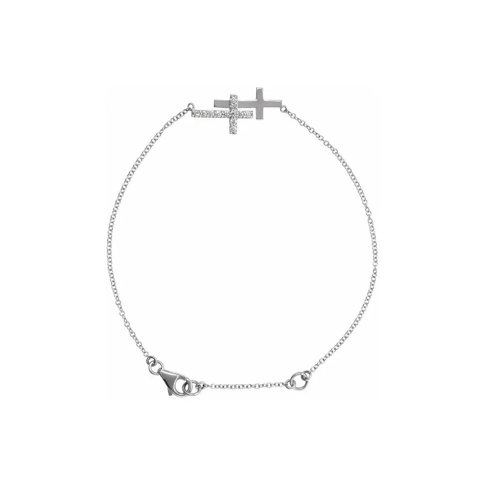 Natural Diamond Double Sideways Cross Bracelet - Image 5