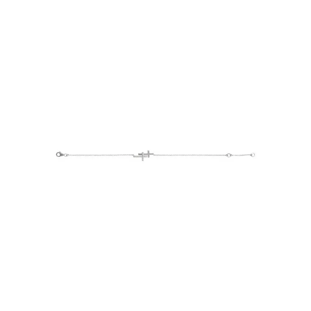 Natural Diamond Double Sideways Cross Bracelet - Image 6
