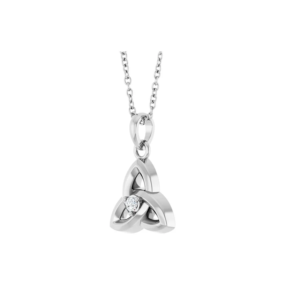 Natural Diamond Trinity Knot Necklace - 18" - Image 2