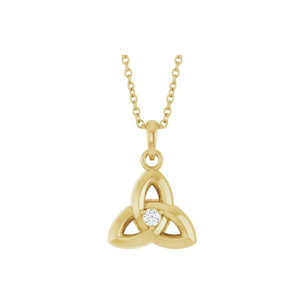 Natural Diamond Trinity Knot Necklace - 18" - Image 4