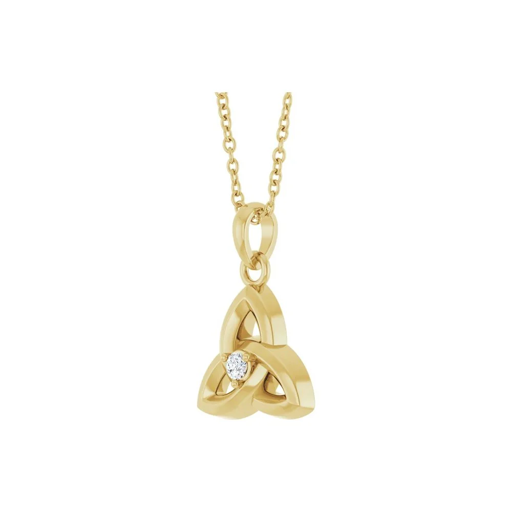 Natural Diamond Trinity Knot Necklace - 18" - Image 5