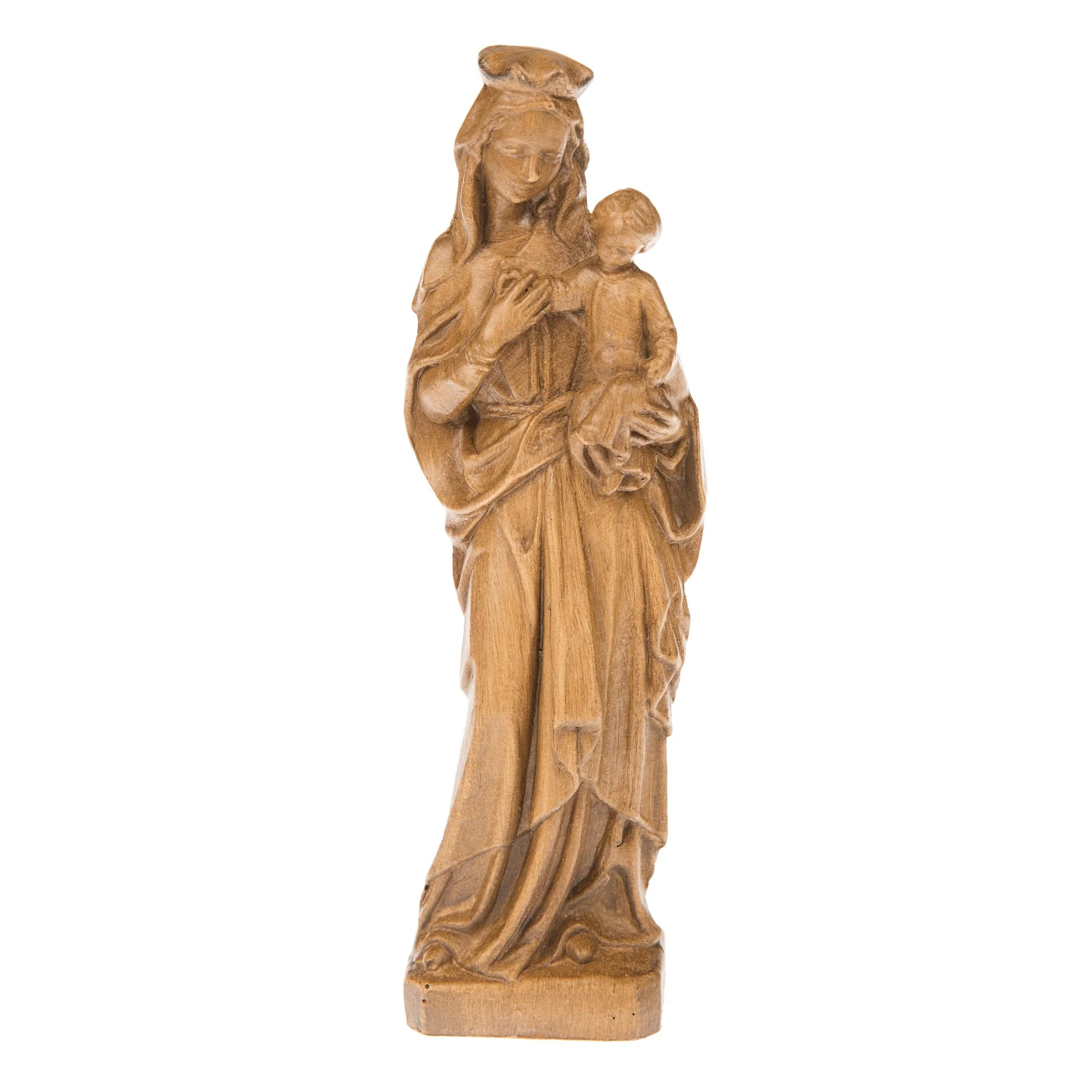 Natural Finish Madonna and Child Statue