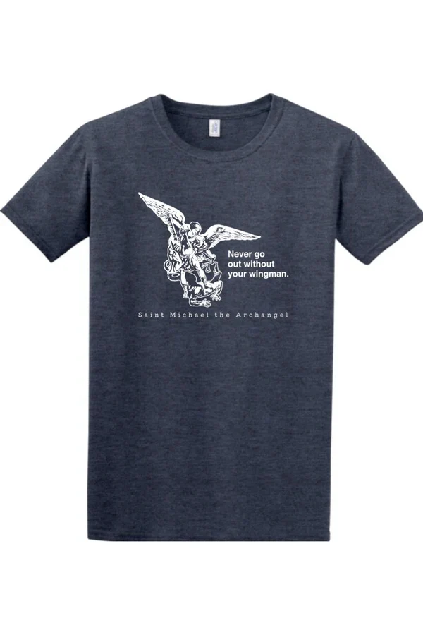 Never Go Without Your Wingman St. Michael Navy Adult T-Shirt