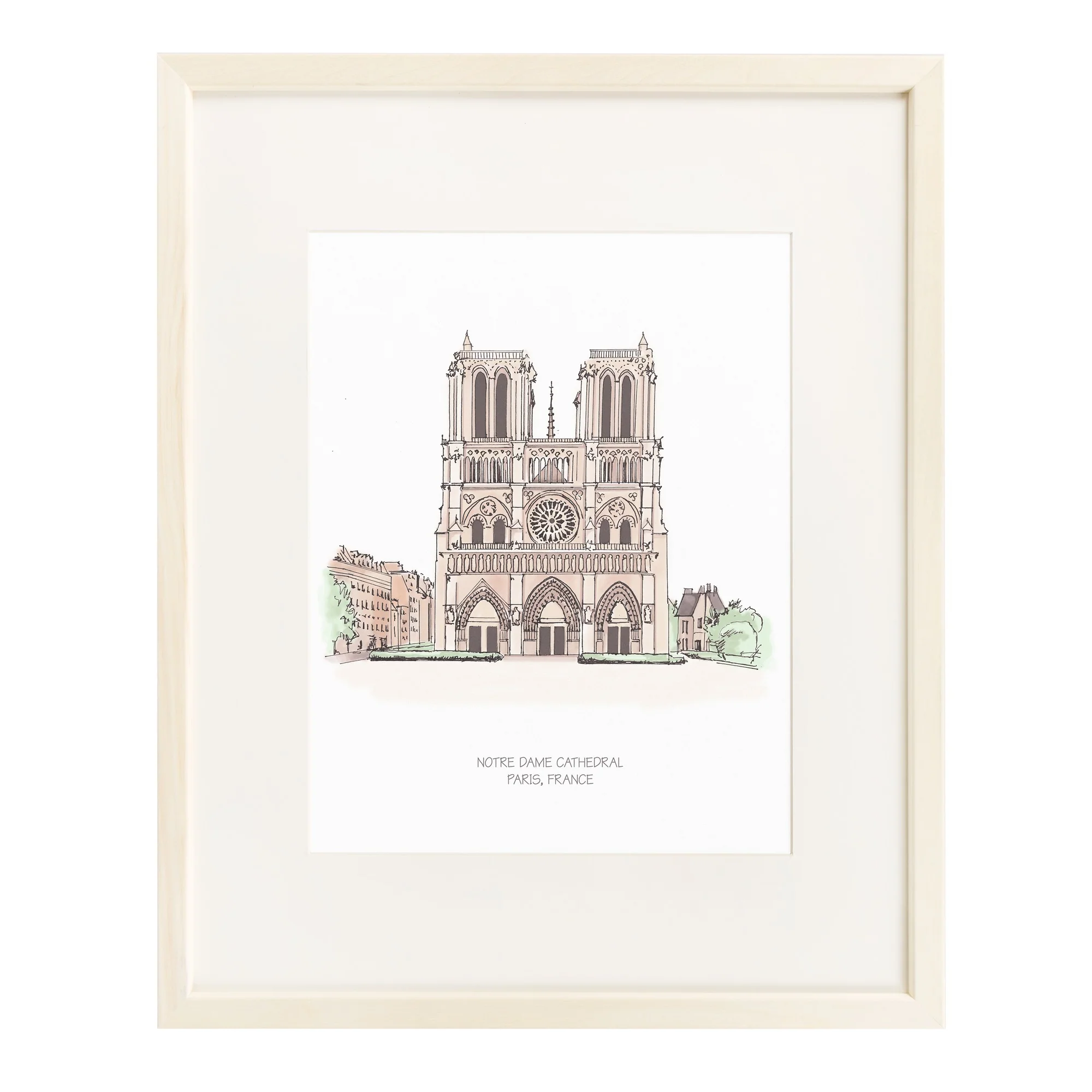 Notre Dame Wood Framed Art Print - 16x20" - Image 2