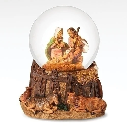 O' Holy Night Musical Nativity Water Dome with Stable Base - Image 3