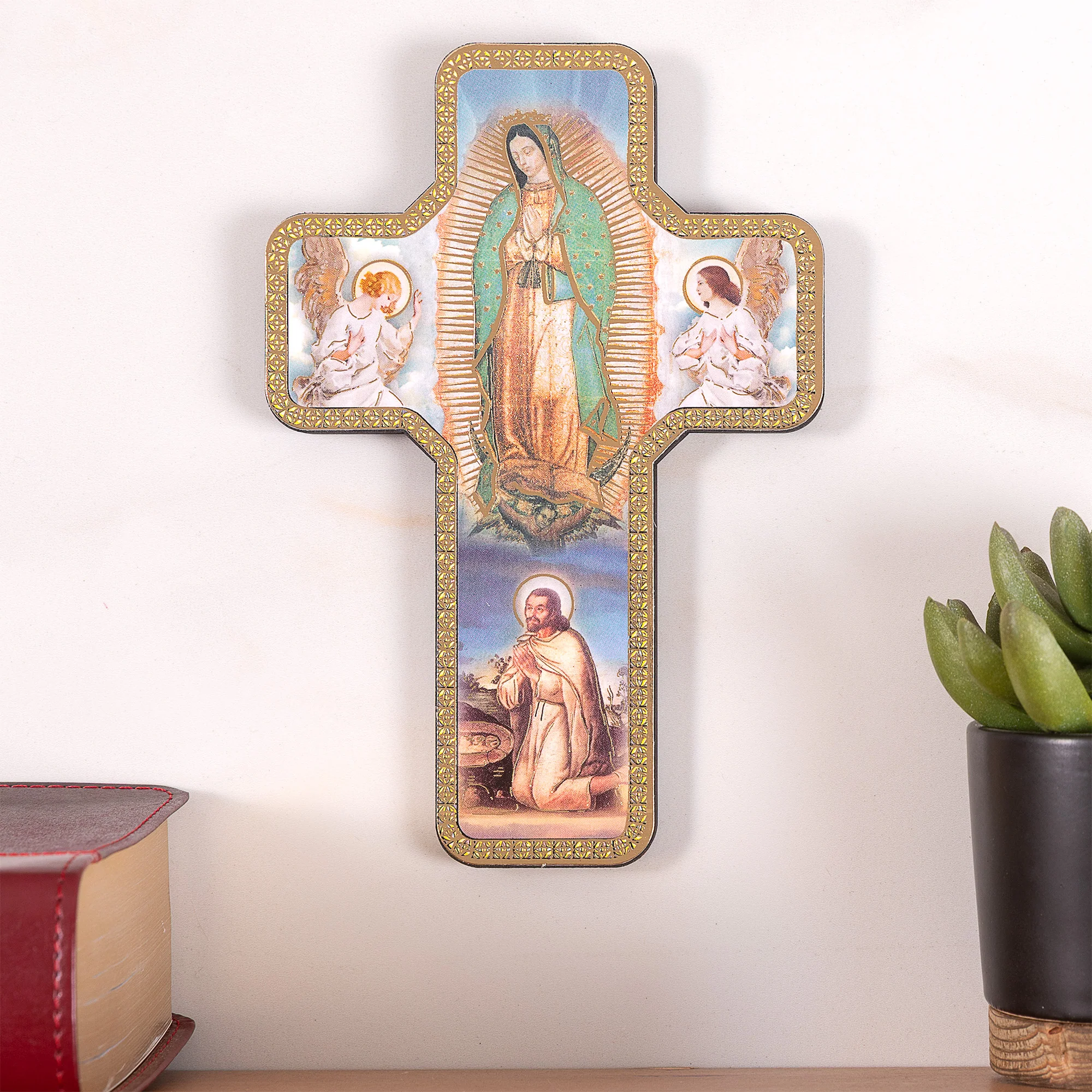 O.L. of Guadalupe & St. Juan Diego Blessing Wall Cross - 7" - Image 2