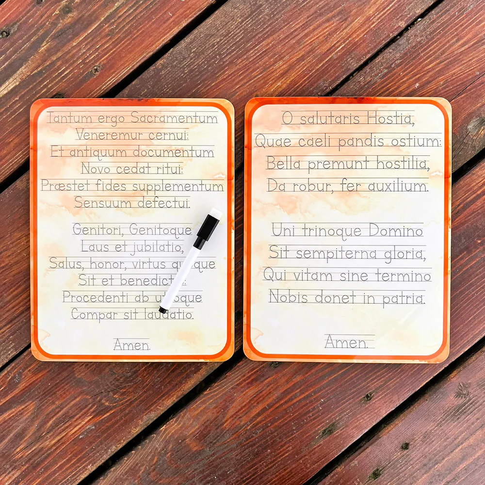 O Salutaris Hostia & Tantum Ergo Songs Tracing Dry-Erase Board Set & Marker
