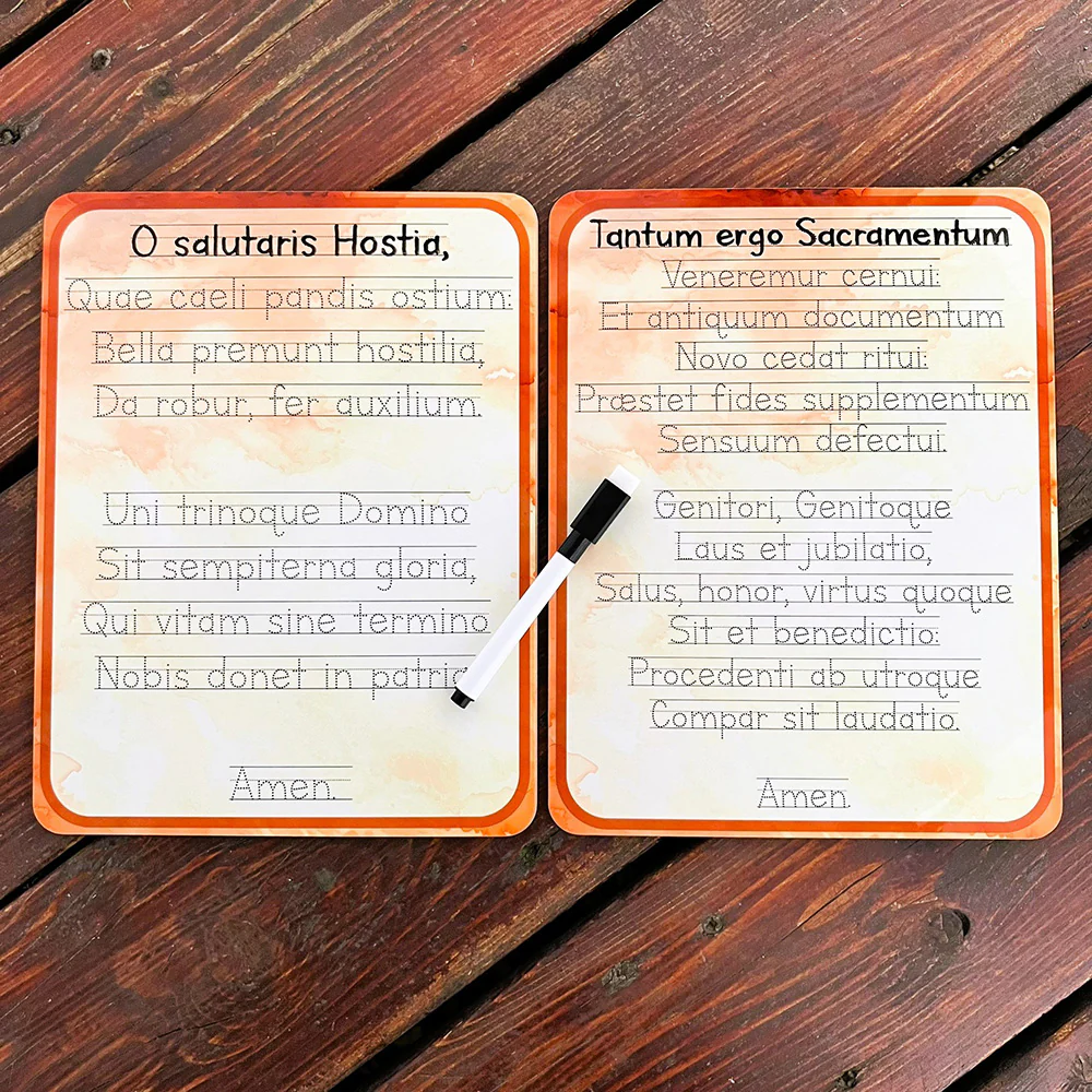 O Salutaris Hostia & Tantum Ergo Songs Tracing Dry-Erase Board Set & Marker - Image 2