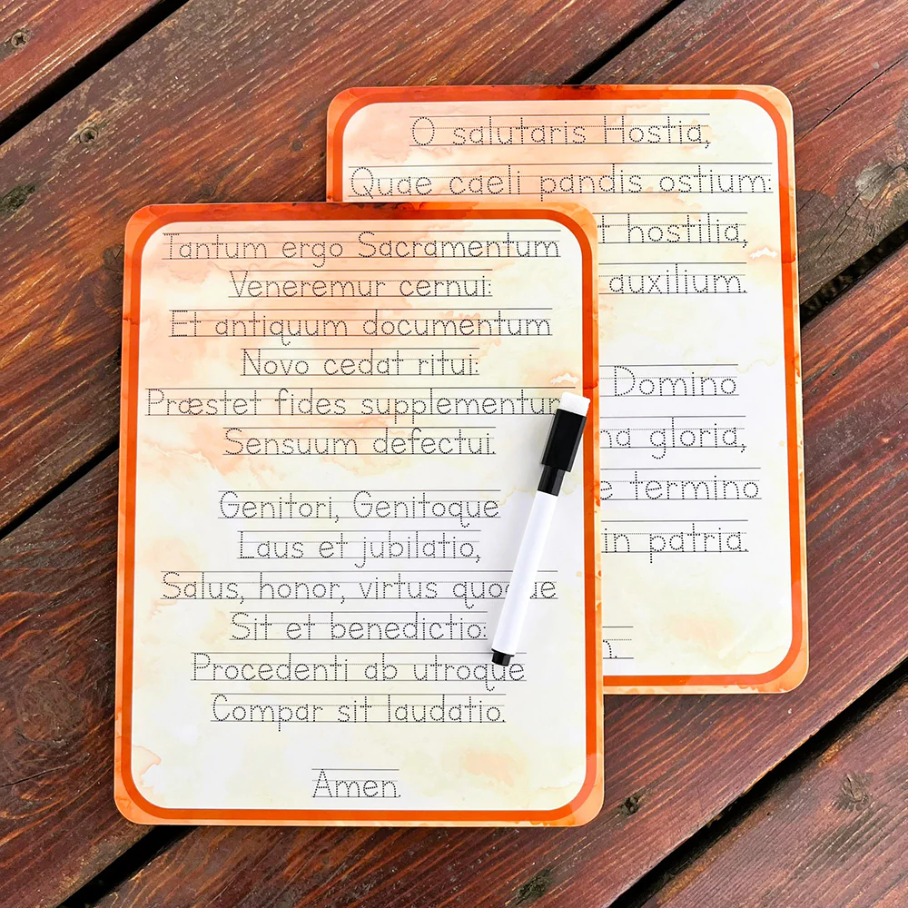 O Salutaris Hostia & Tantum Ergo Songs Tracing Dry-Erase Board Set & Marker - Image 3