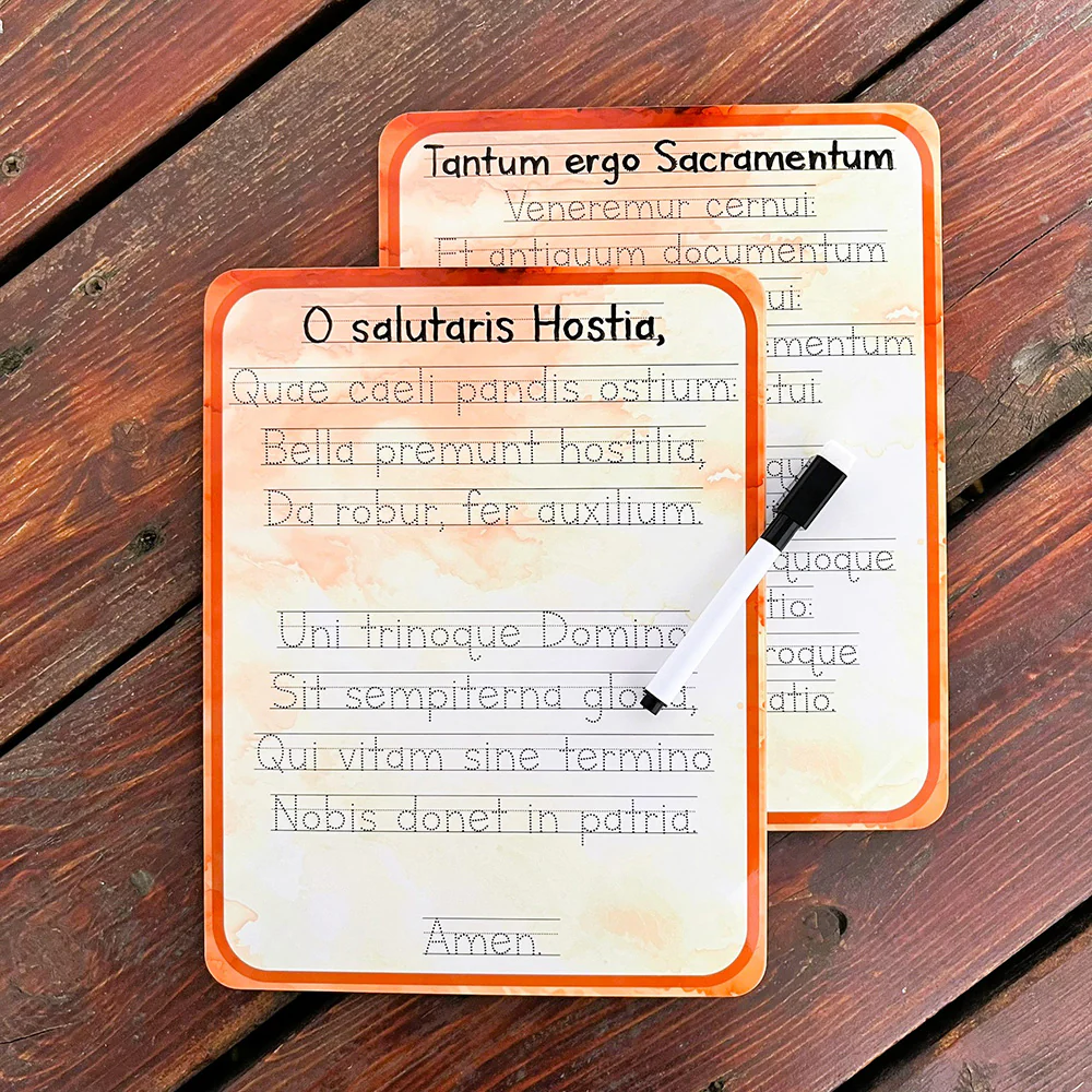 O Salutaris Hostia & Tantum Ergo Songs Tracing Dry-Erase Board Set & Marker - Image 4