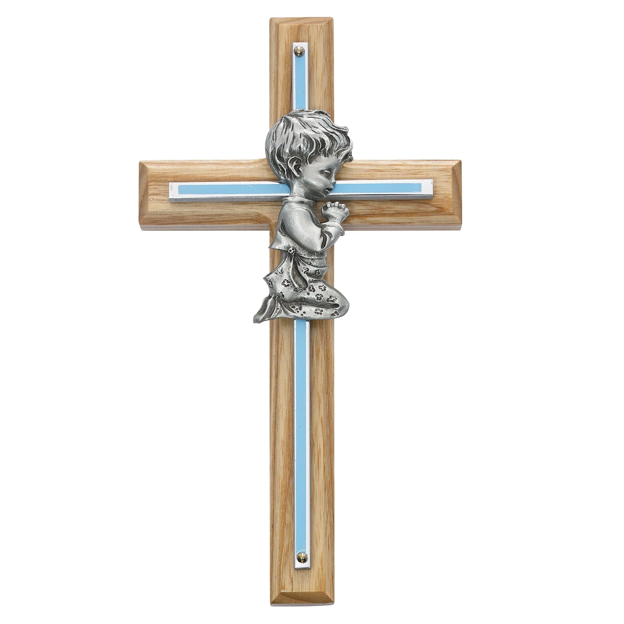 Oak Cross with Praying Child - Boy or Girl