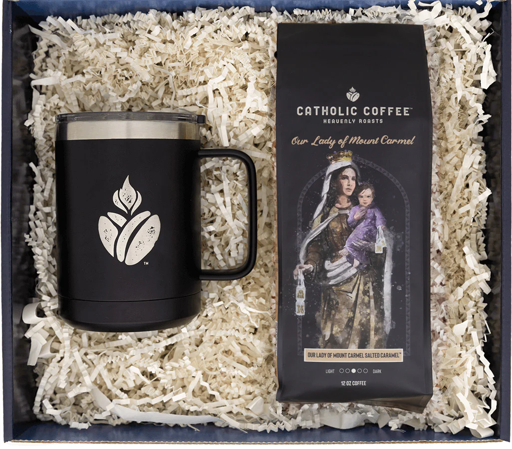OL Mount Carmel Caramel Coffee and Travel Mug Gift Set - Ground
