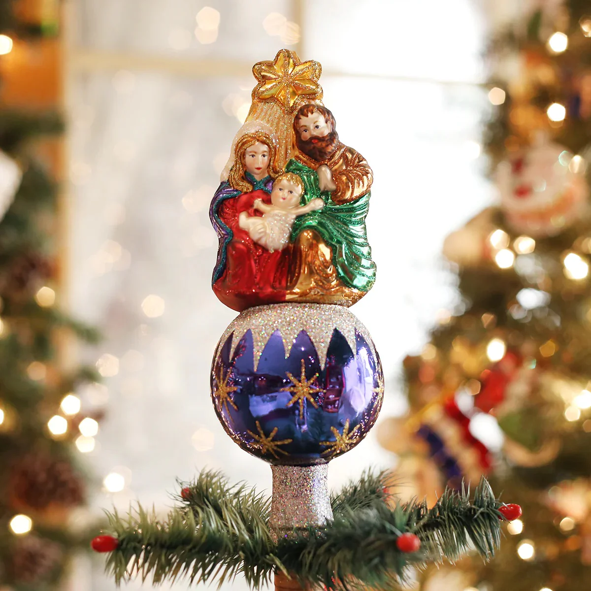 Old World Christmas Blown Glass Nativity Tree Topper