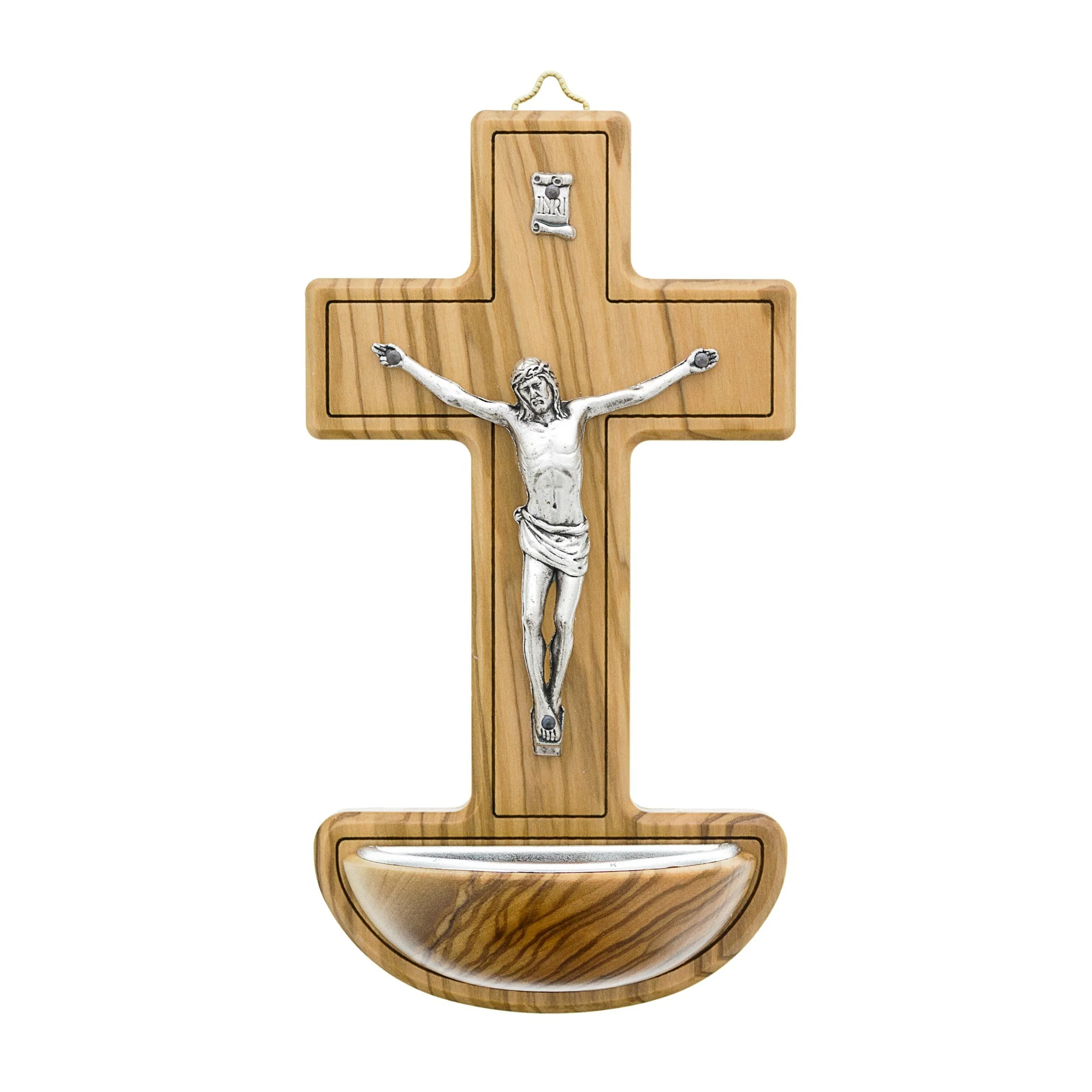 Olive Wood Crucifix Font
