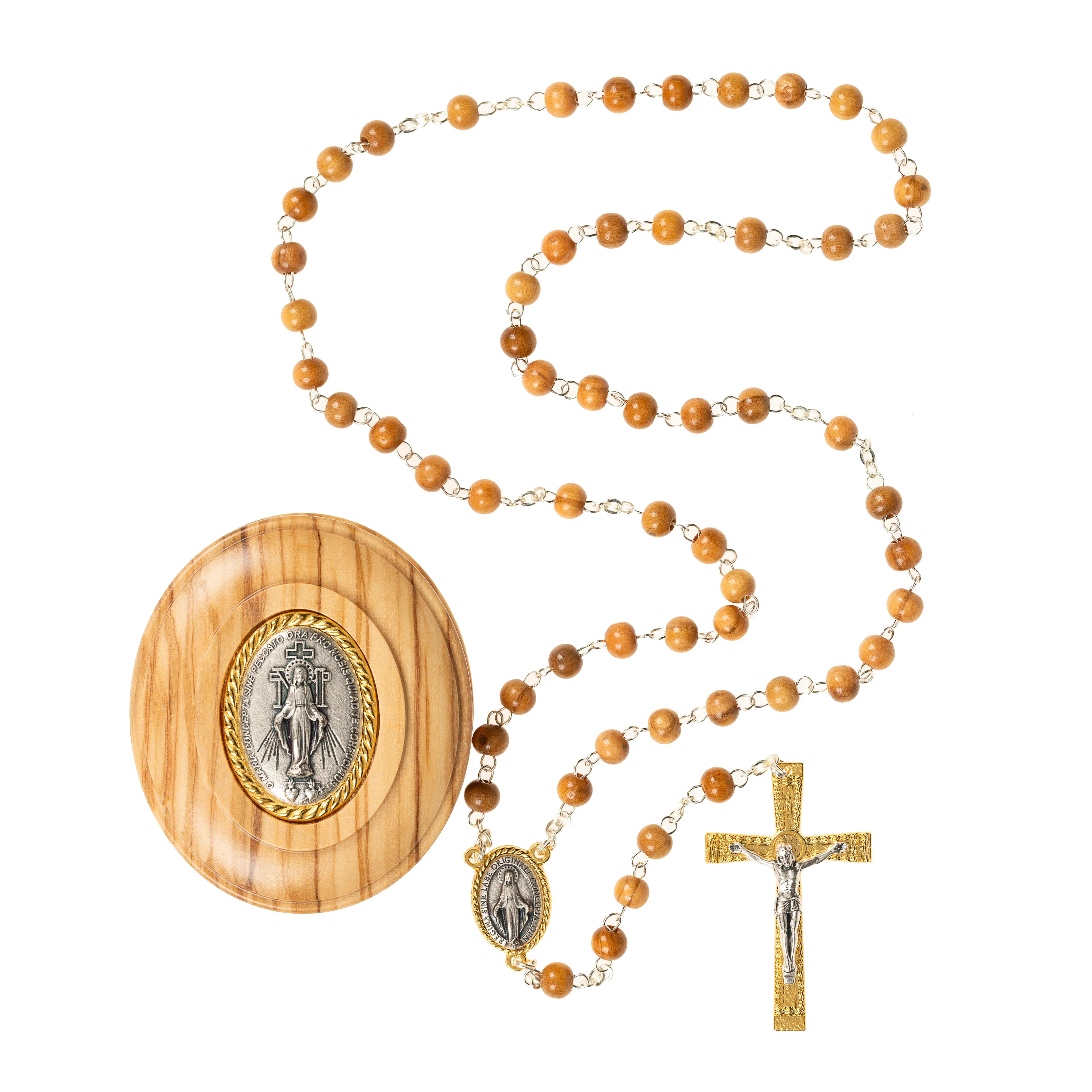 Olive Wood Miraculous Medal Rosary in Hand Carved Box - Image 2