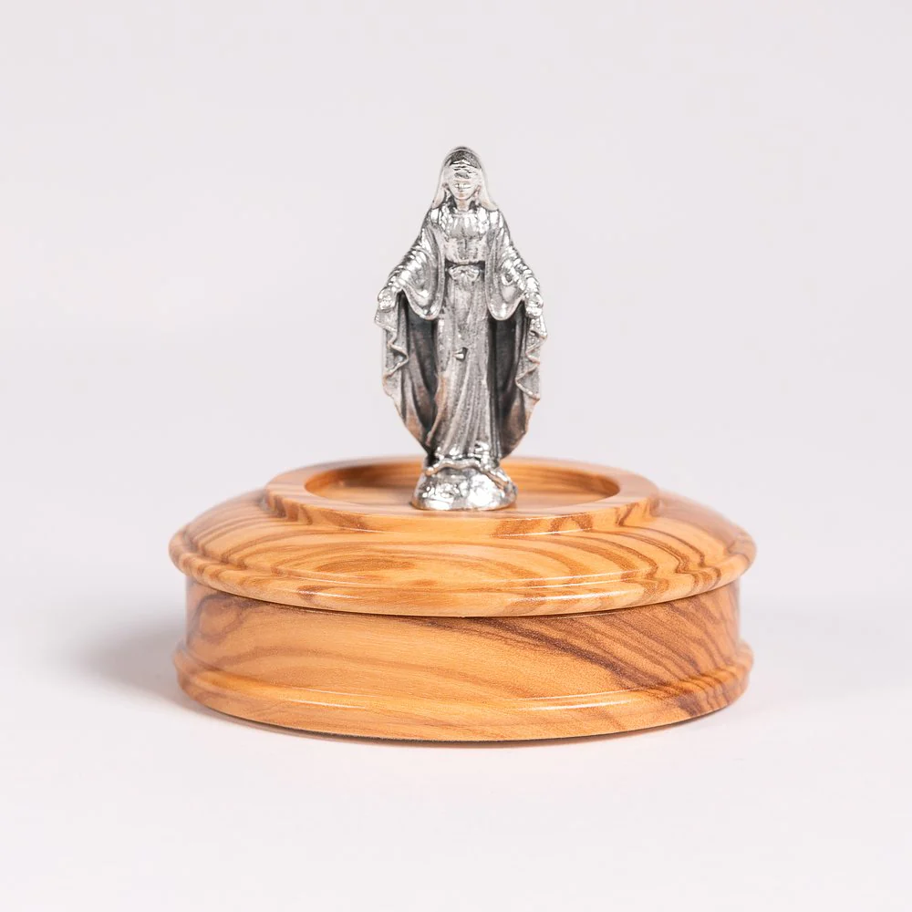 Olive Wood Miraculous Medal Rosary & Rosary Box Set - Image 2