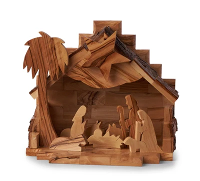 Olive Wood One-Piece Nativity Music Box
