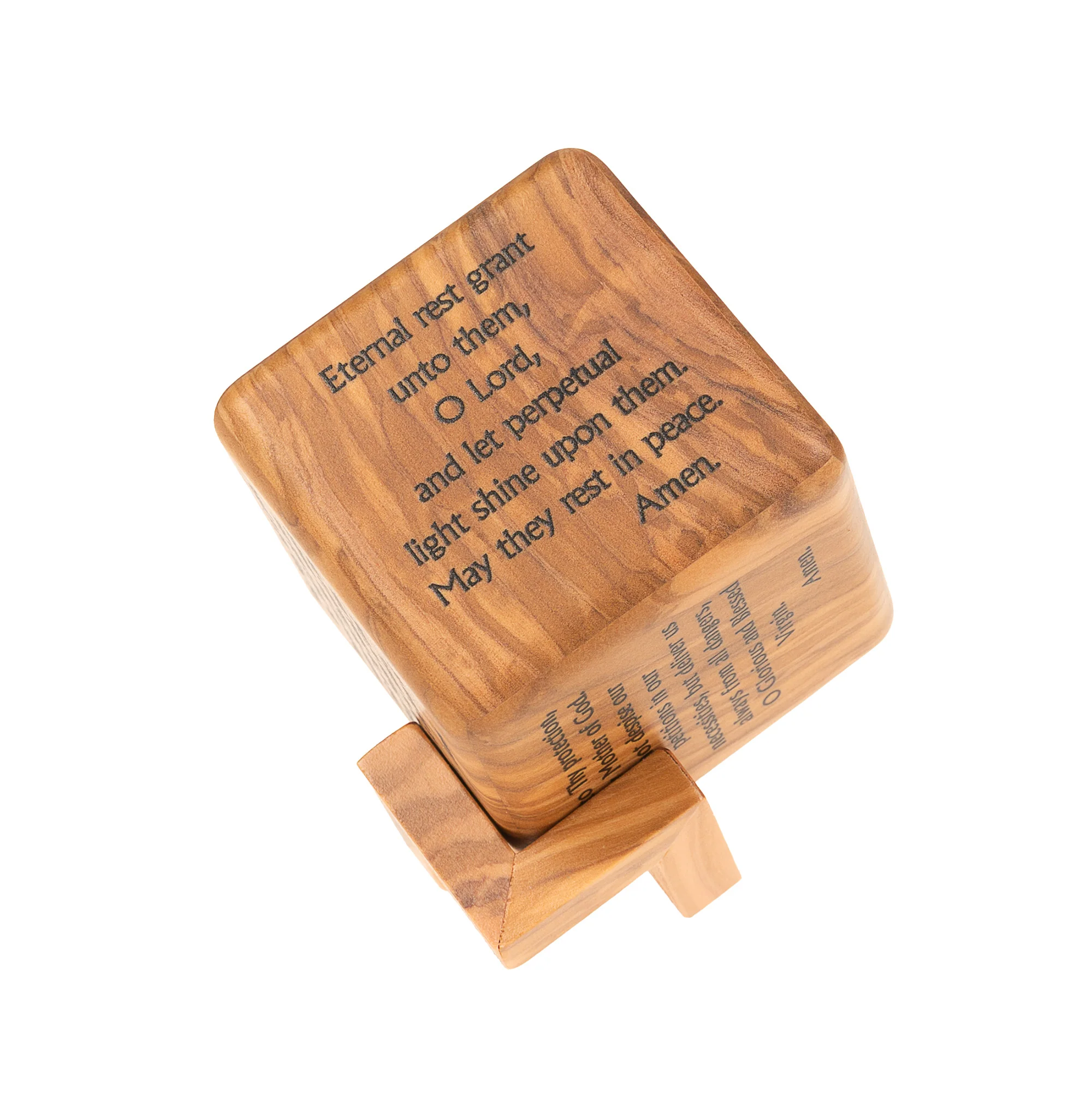 Olive Wood Prayer Cube With Base - Image 2