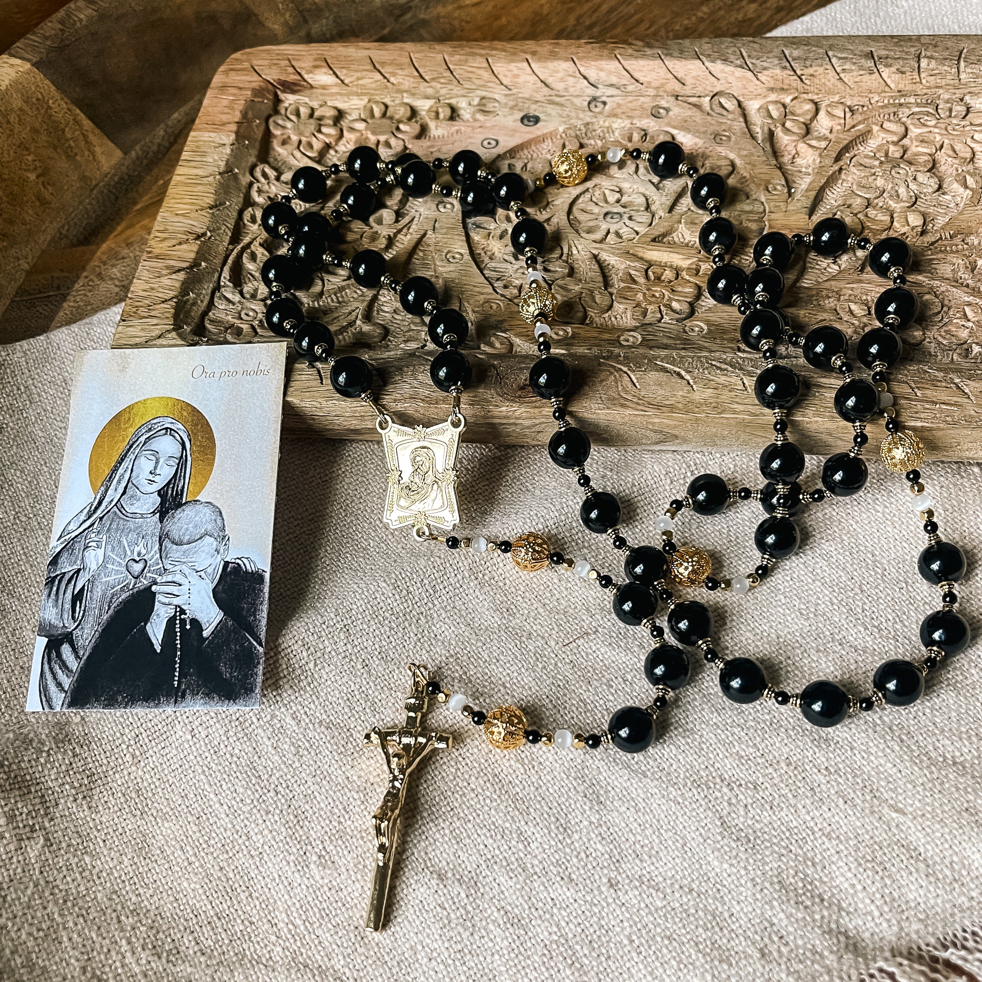 Onyx & Gold Rosary for Priests - Image 4