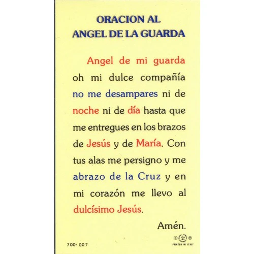Oracion al Angel de la Guarda (Guardian Angel) – Spanish Prayer Card - Image 2