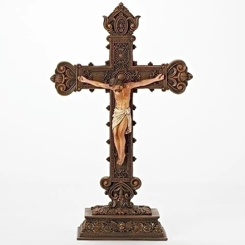 Ornate Bronze Style Standing Crucifix - Image 2