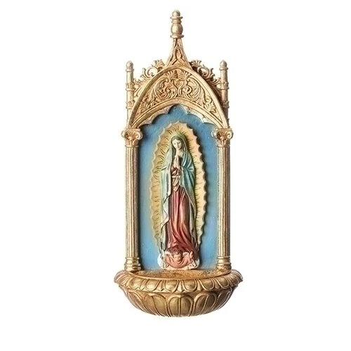Ornate Our Lady of Guadalupe Holy Water Font