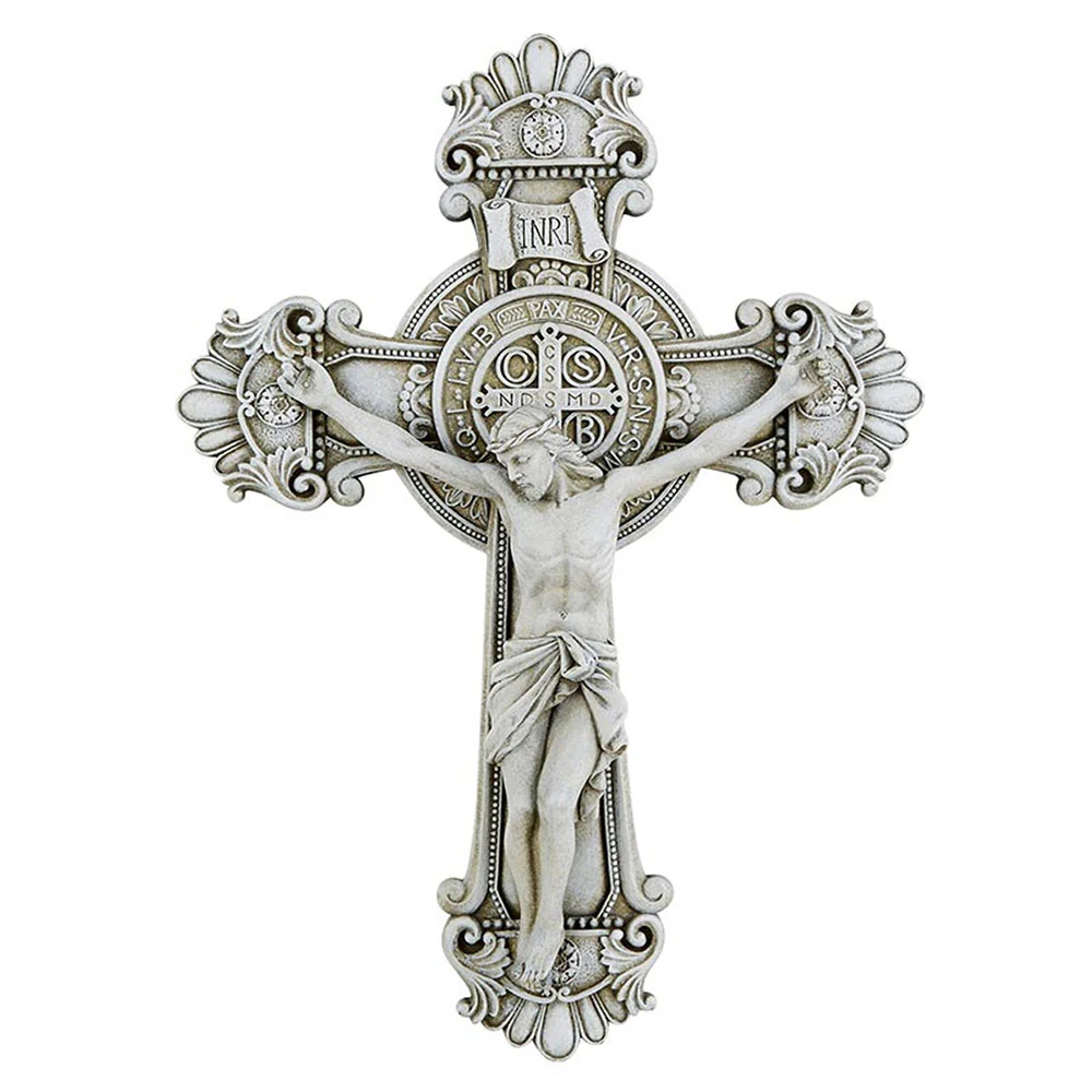 Ornate St. Benedict Metal Crucifix - 10.25" - Image 3
