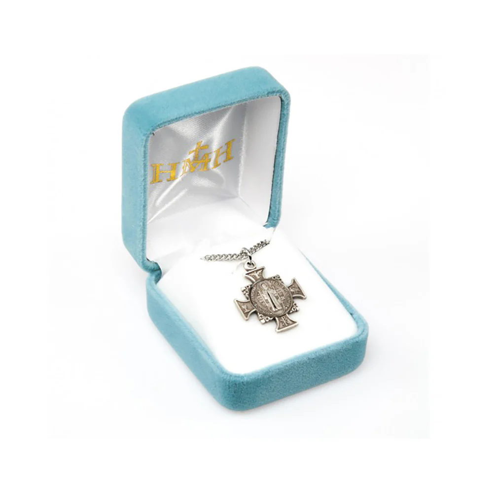 Ornate Sterling St. Benedict Medal Cross Necklace - Image 4