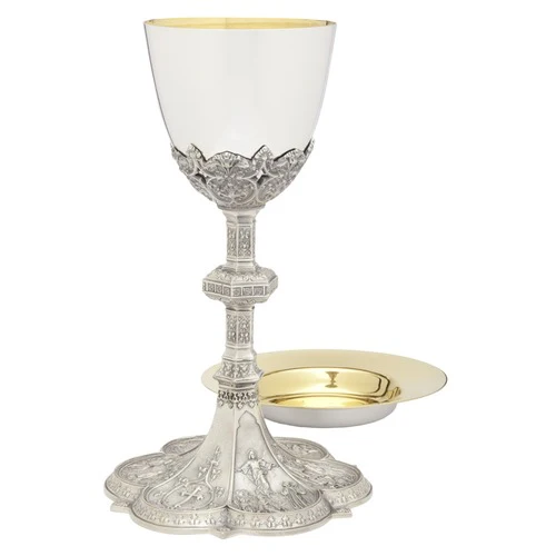 Ornately Detailed Silver Chalice & Paten Set OR Ciborium - Image 3