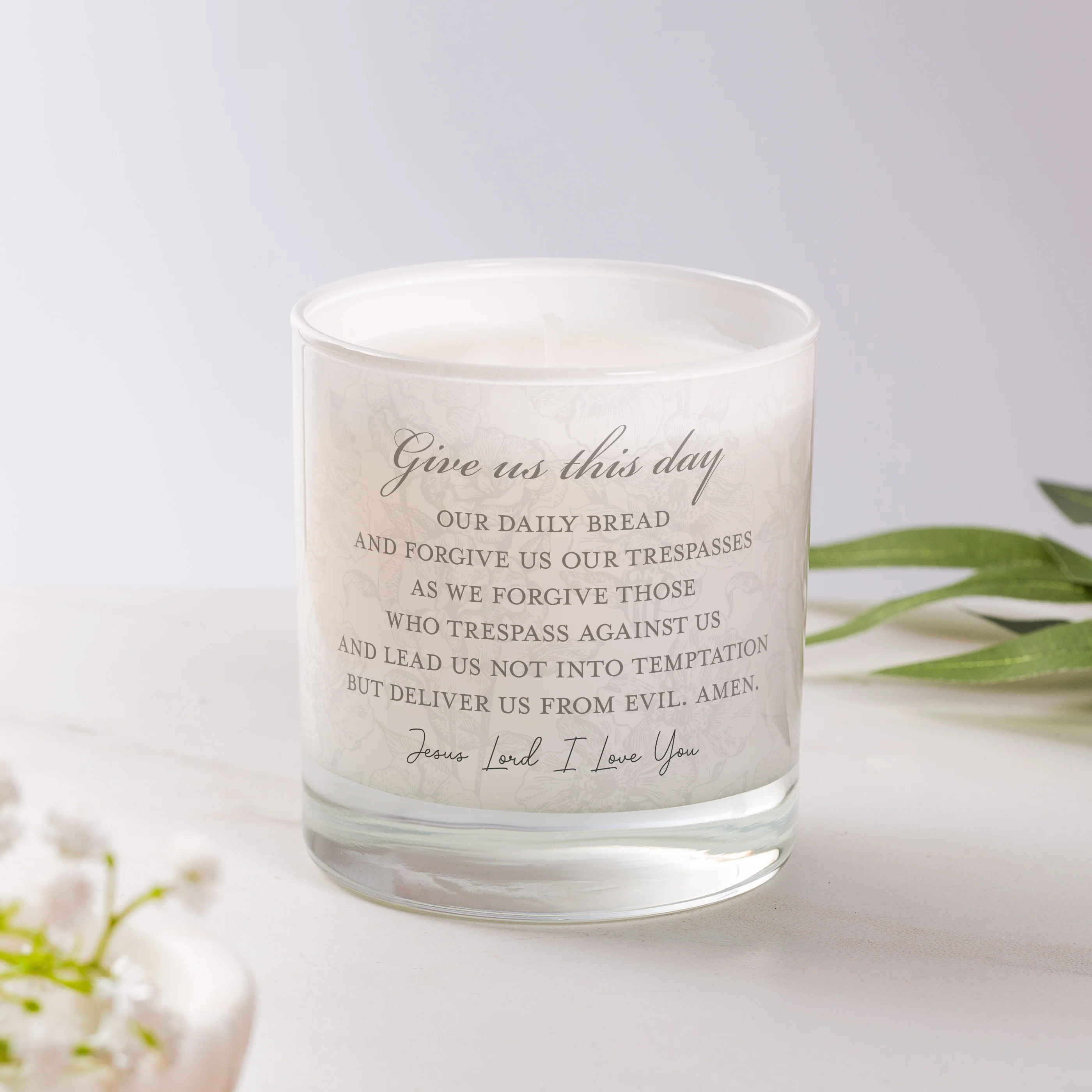 Our Father Toile Prayer Candle - Image 2