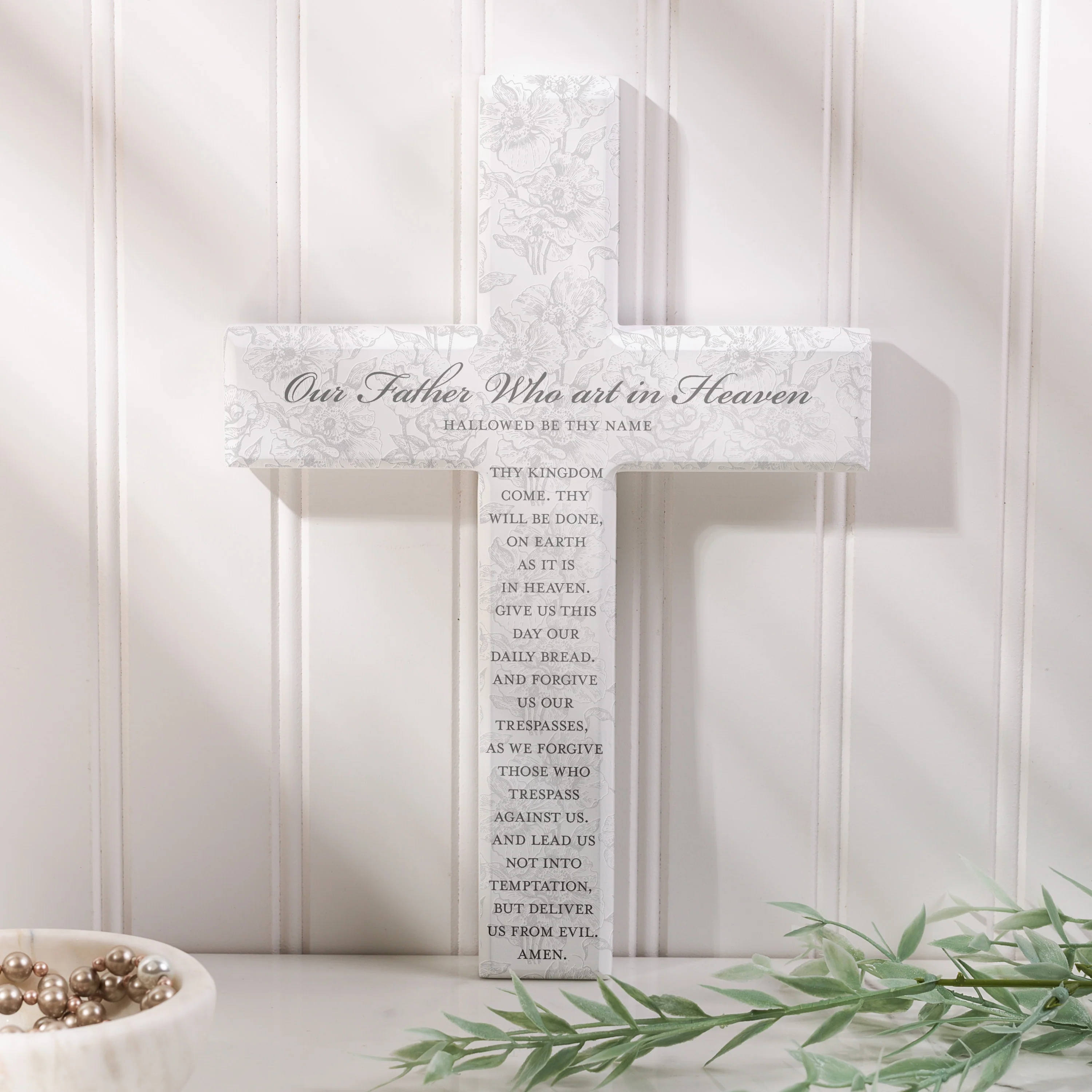 Our Father Toile Wall Cross - 10"
