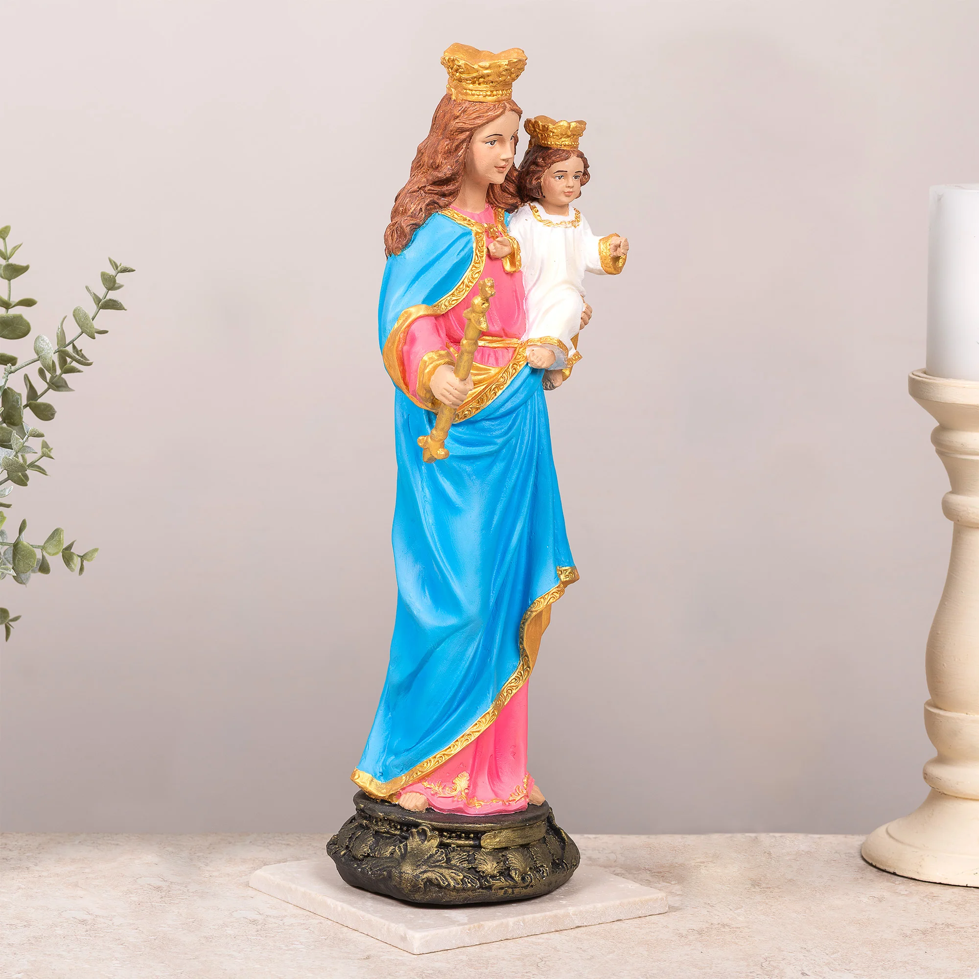 Our Lady Help of Christians Statue - White or Hand Painted - 16"