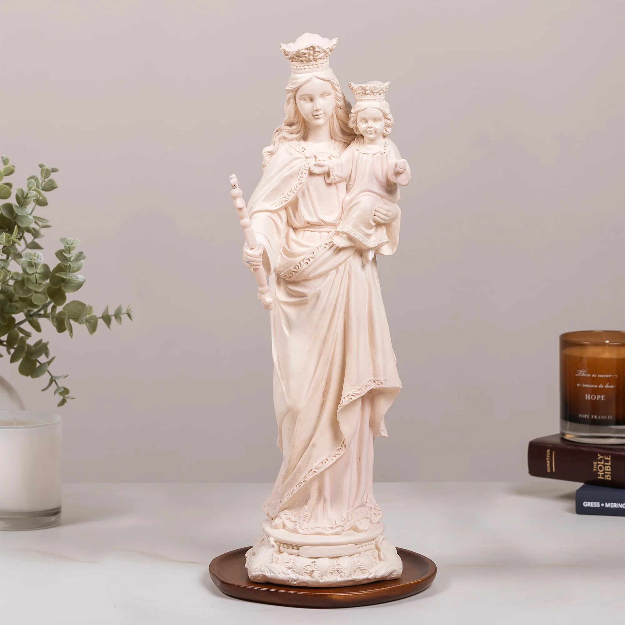 Our Lady Help of Christians Statue - White or Hand Painted - 16" - Image 2