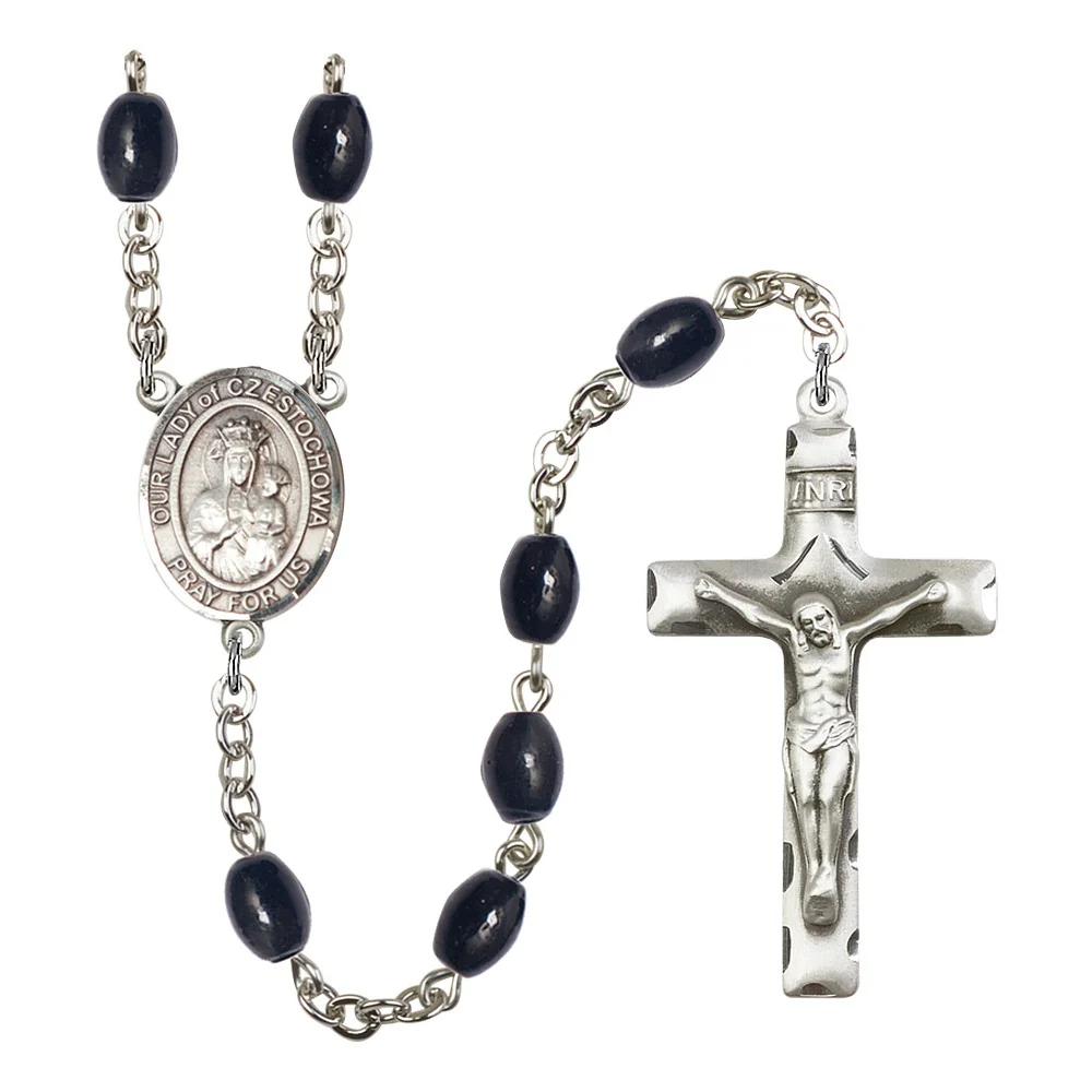 Our Lady Of Czestochowa 8X6mm Black Onyx Rosary