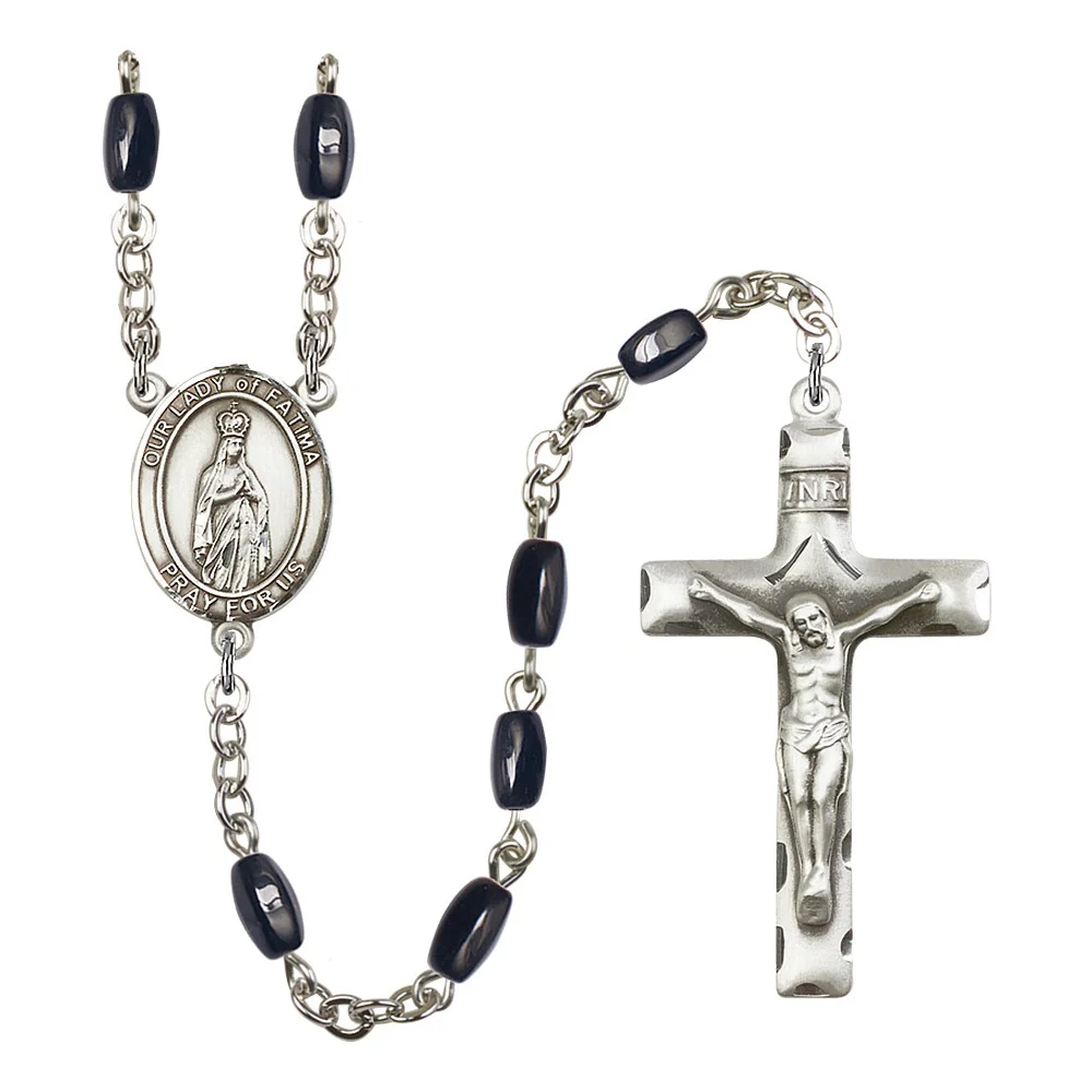 Our Lady Of Fatima 8X5mm Black Onyx Rosary