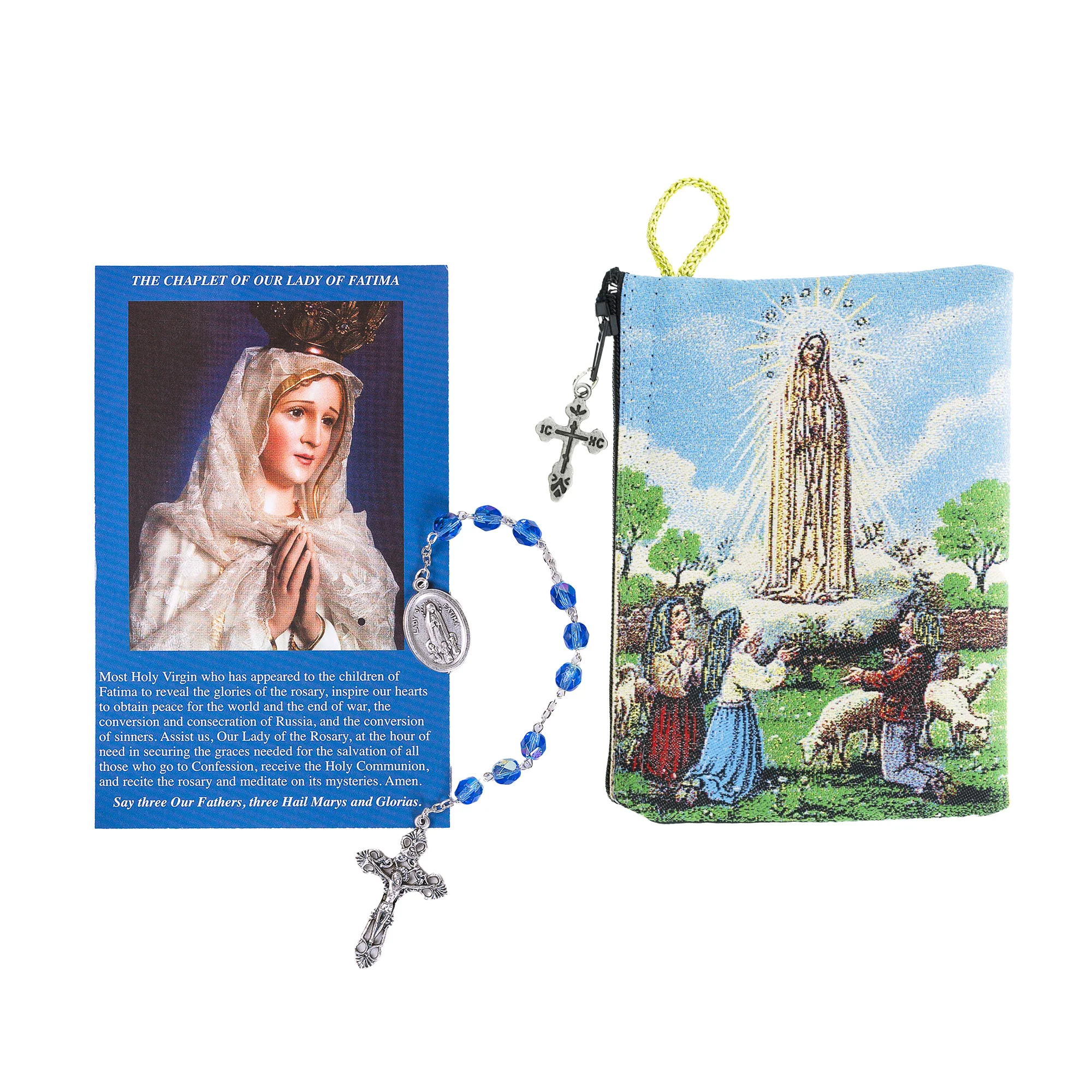 Our Lady of Fatima Chaplet with Prayer Card & Our Lady of Fatima Rosary Pouch (Gift Set) - Image 2