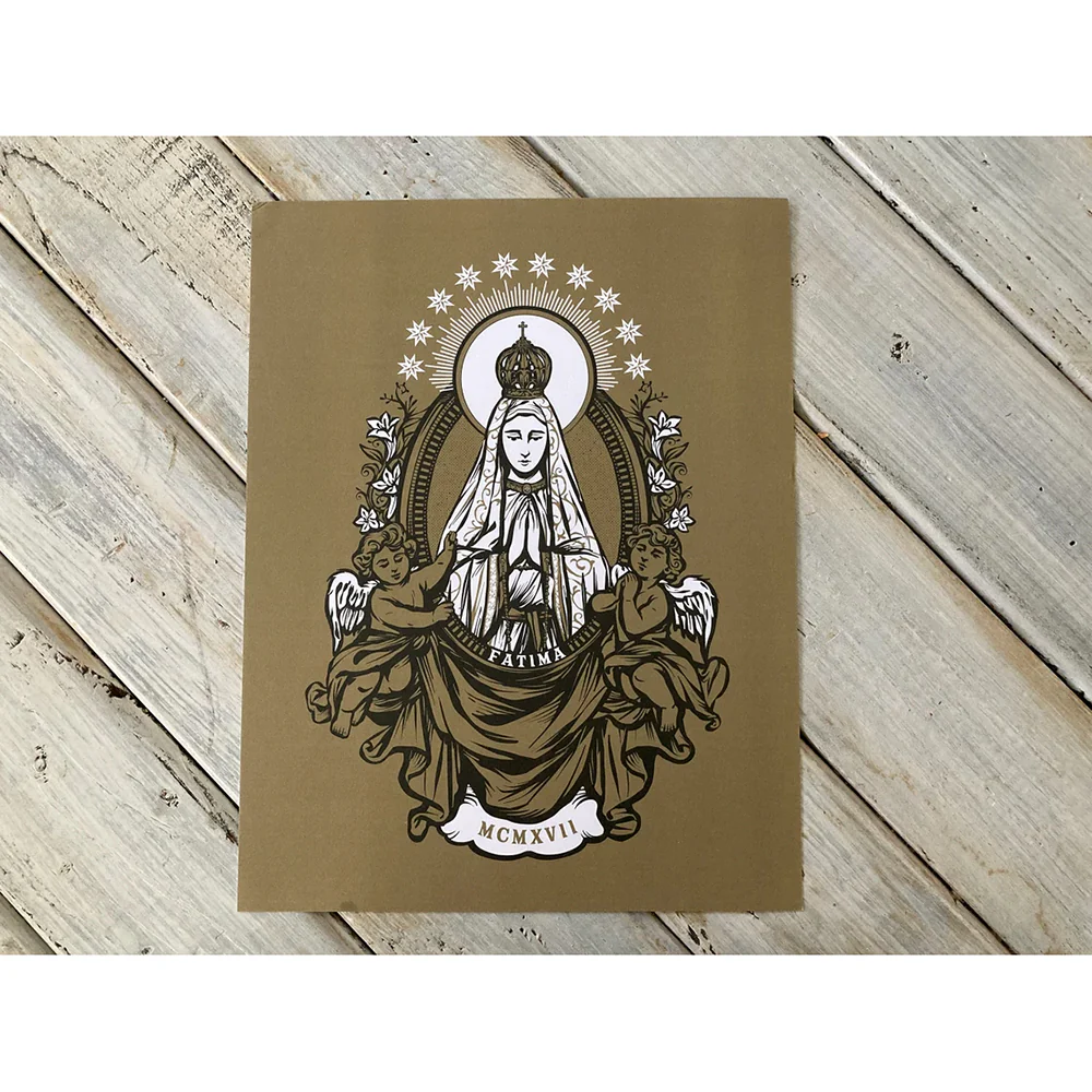 Our Lady of Fatima Gold Crest Unframed Print - 8.5" x 11"