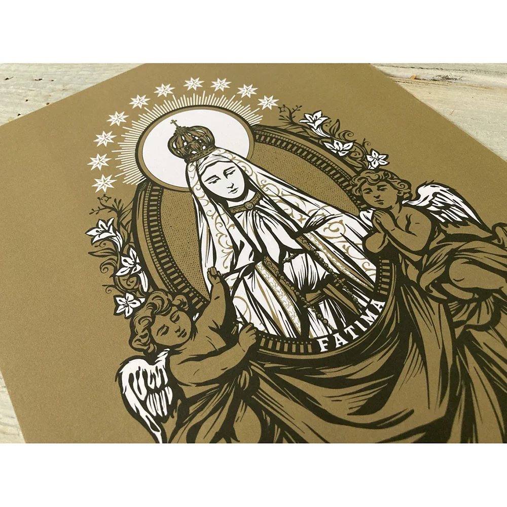 Our Lady of Fatima Gold Crest Unframed Print - 8.5" x 11" - Image 2