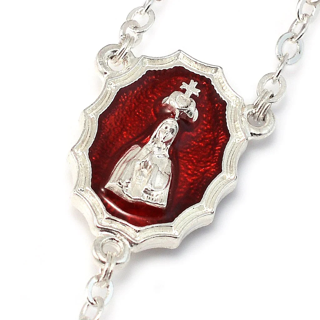 Our Lady of Fatima Hand Enameled Red Rosary