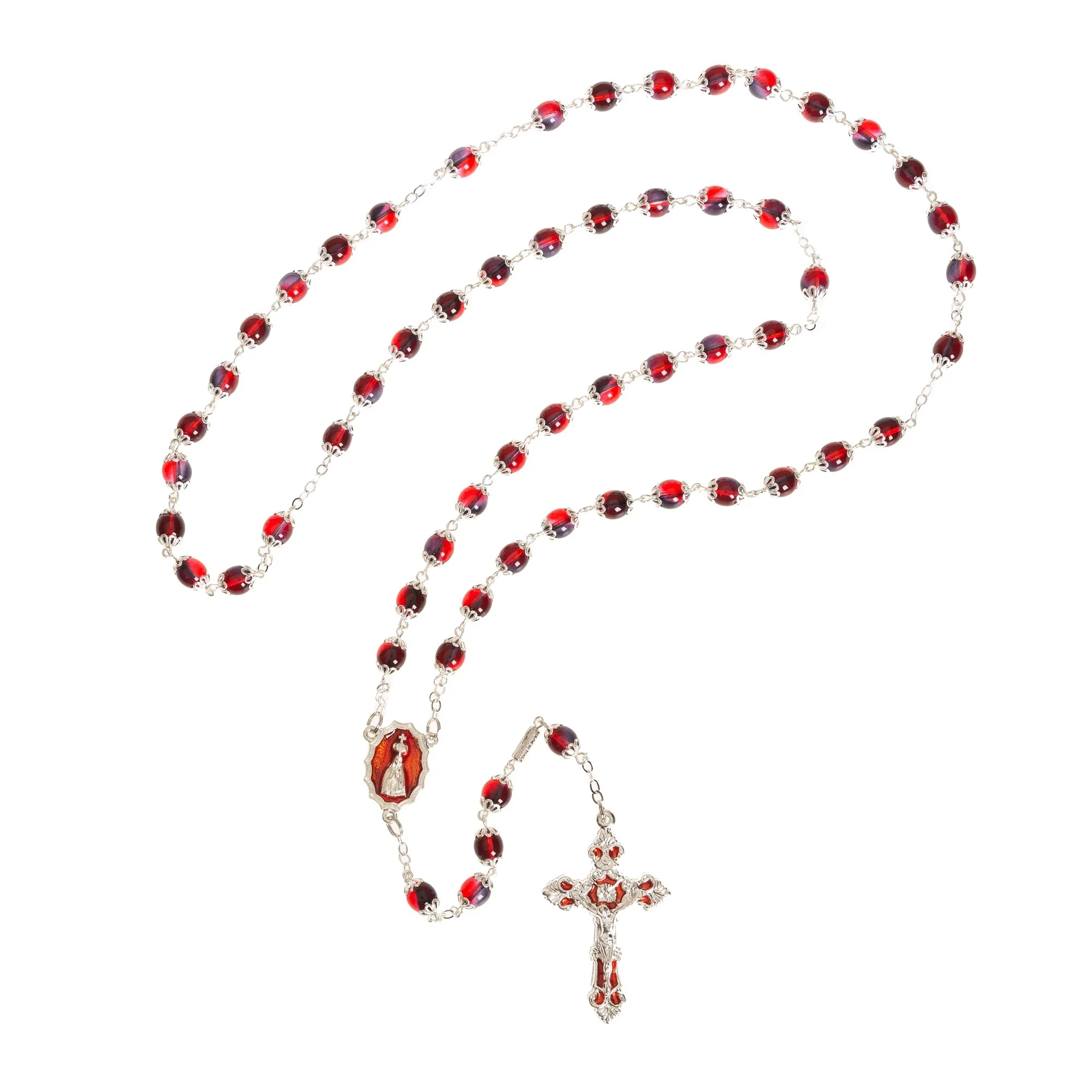Our Lady of Fatima Hand Enameled Red Rosary - Image 4