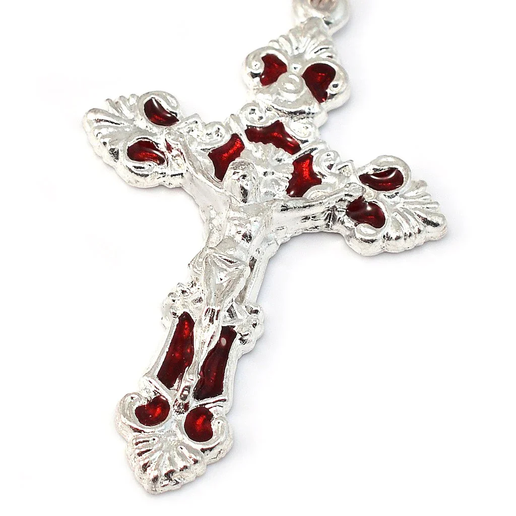 Our Lady of Fatima Hand Enameled Red Rosary - Image 5