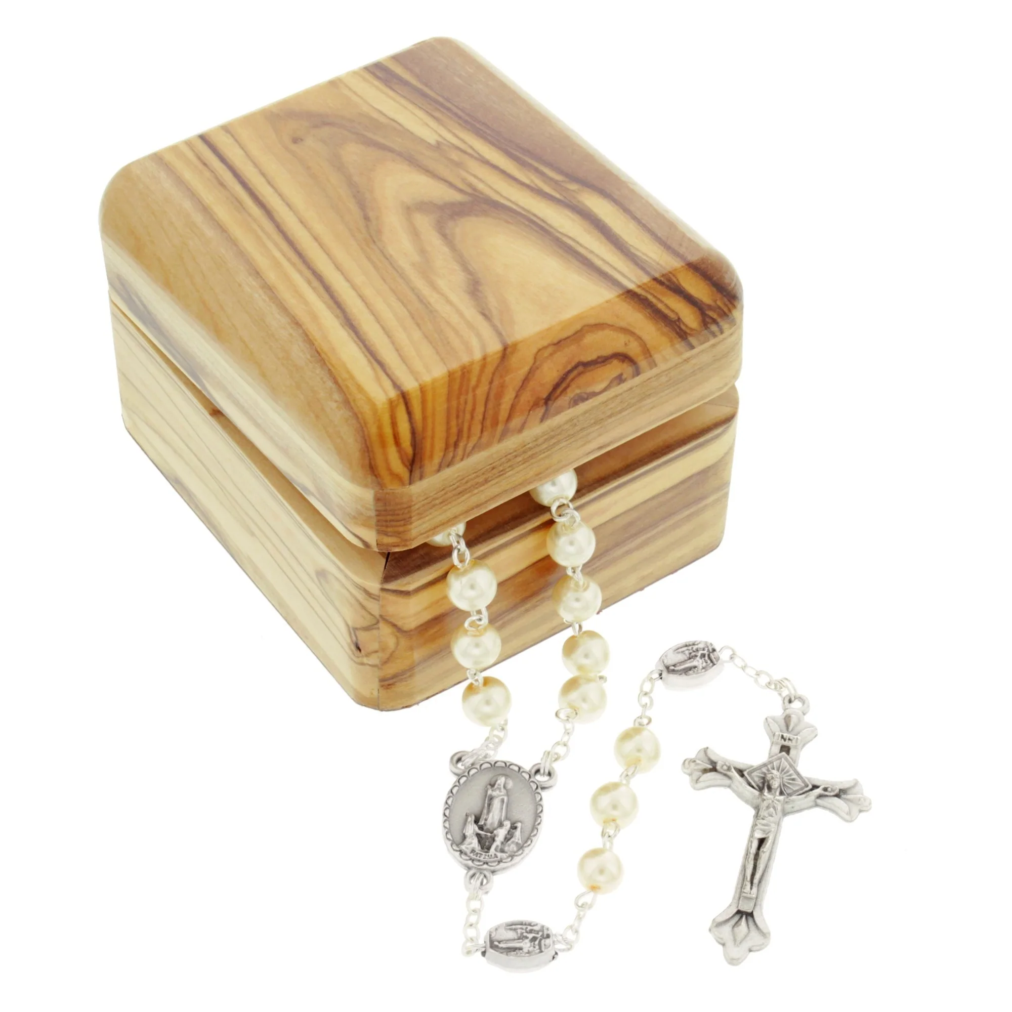Our Lady of Fatima Olive Wood Box & Rosary - Image 2