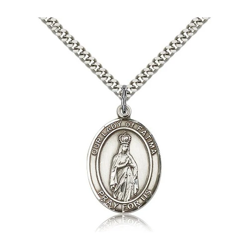 Our Lady of Fatima Pendant with Chain, Bliss, Sterling Silver