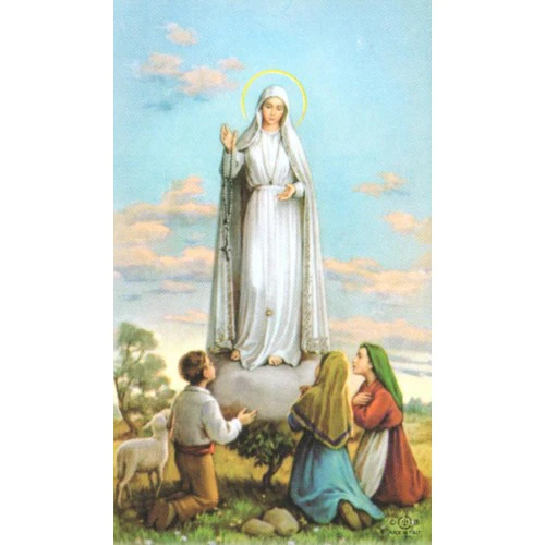 Laminated Our Lady of Fatima Personalized Prayer Card - Priced per Card