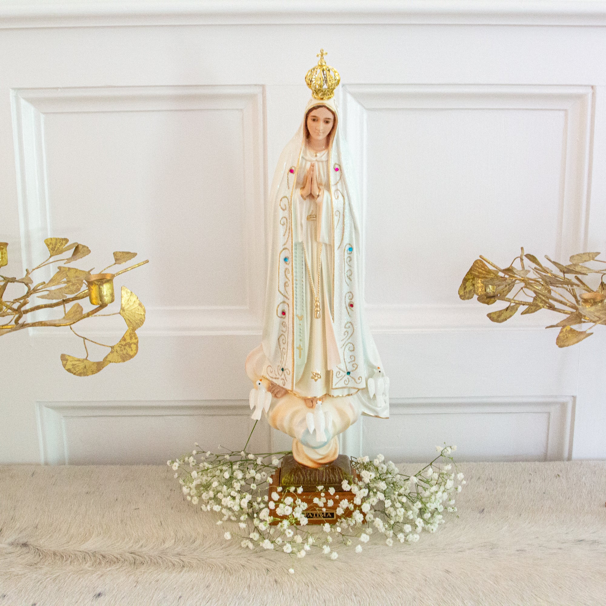 Our Lady of Fatima Statue with Detachable Crown - 12"