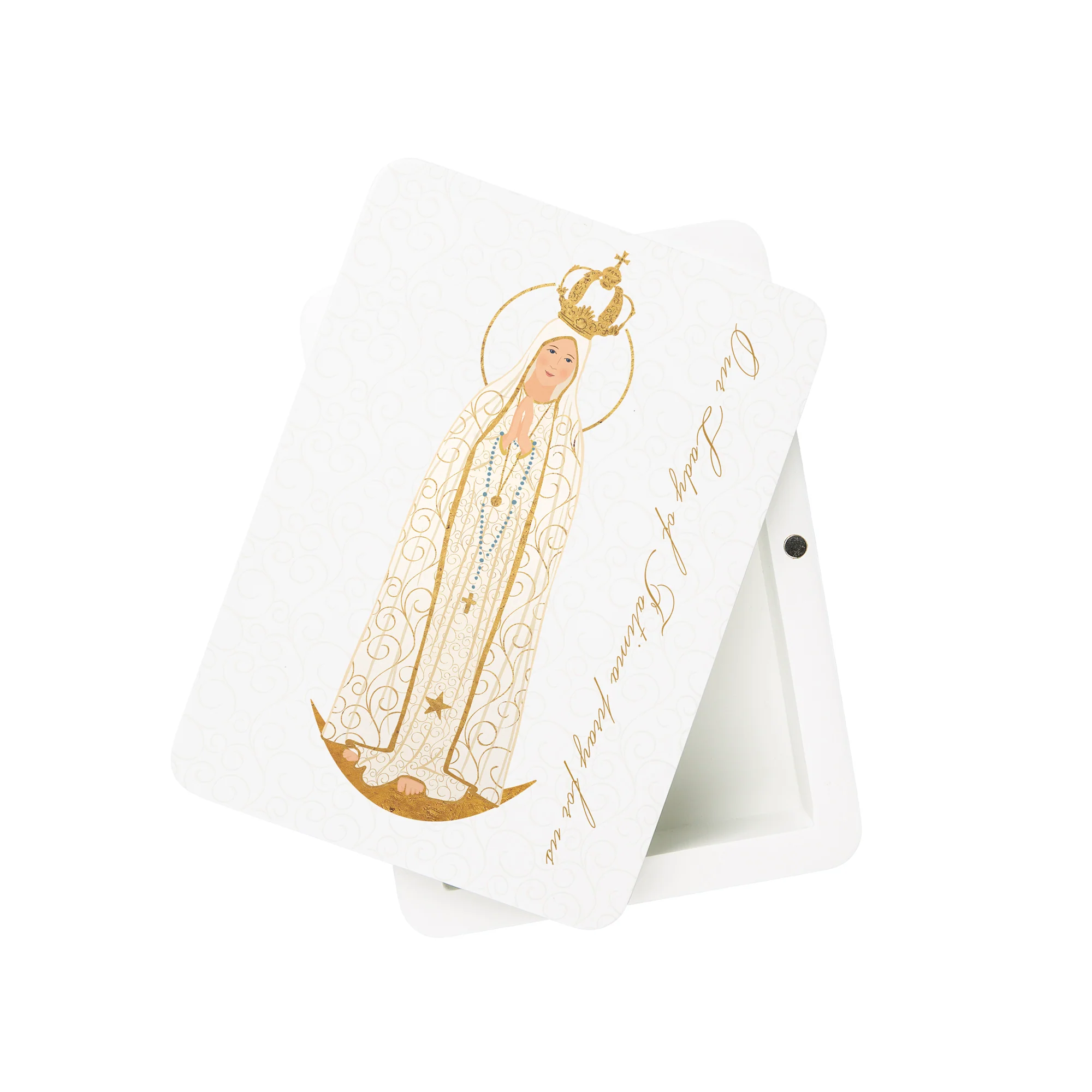 Our Lady of Fatima Toile Rosary Keepsake Box - Image 2