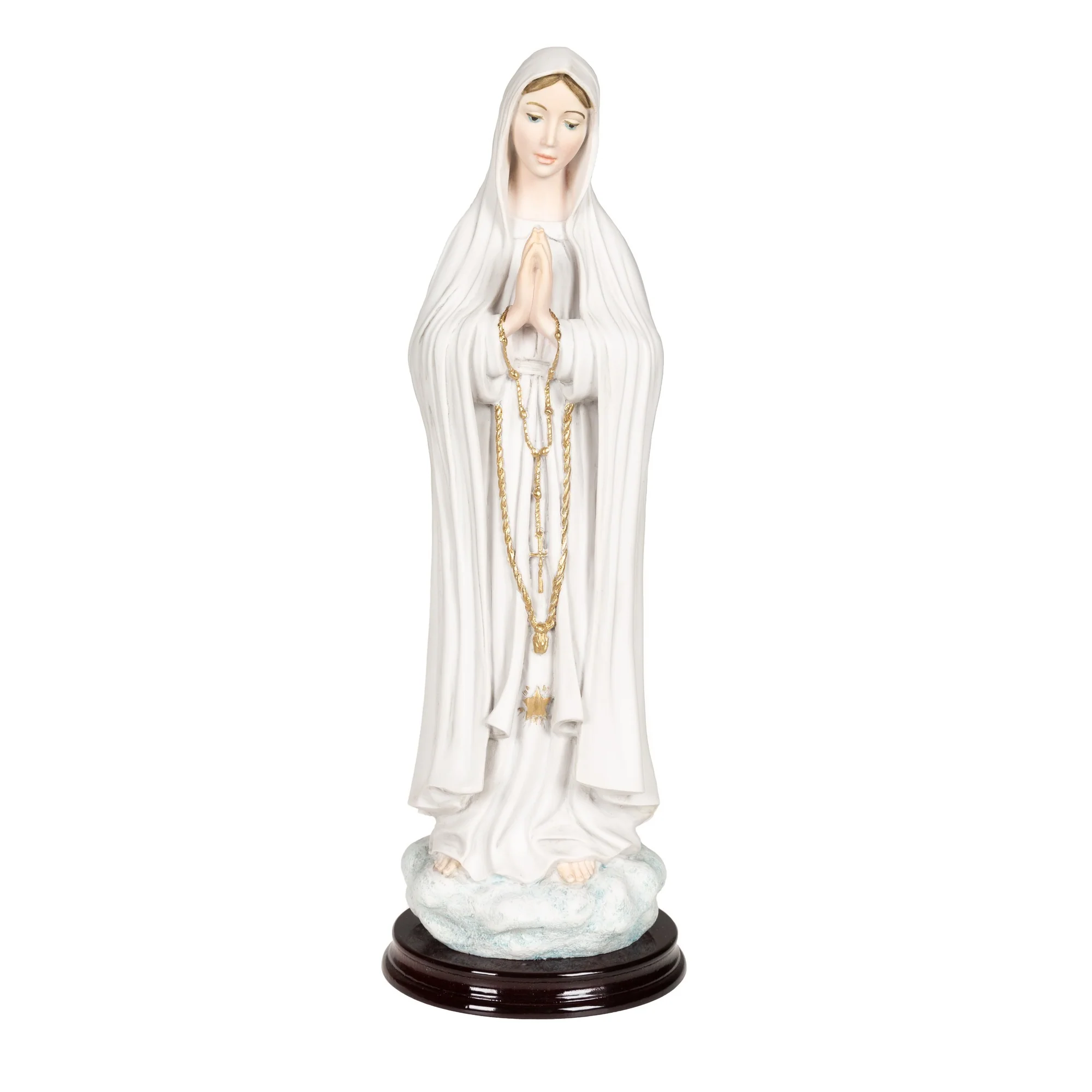 Our Lady of Fatima with Golden Rosary Italian Statue