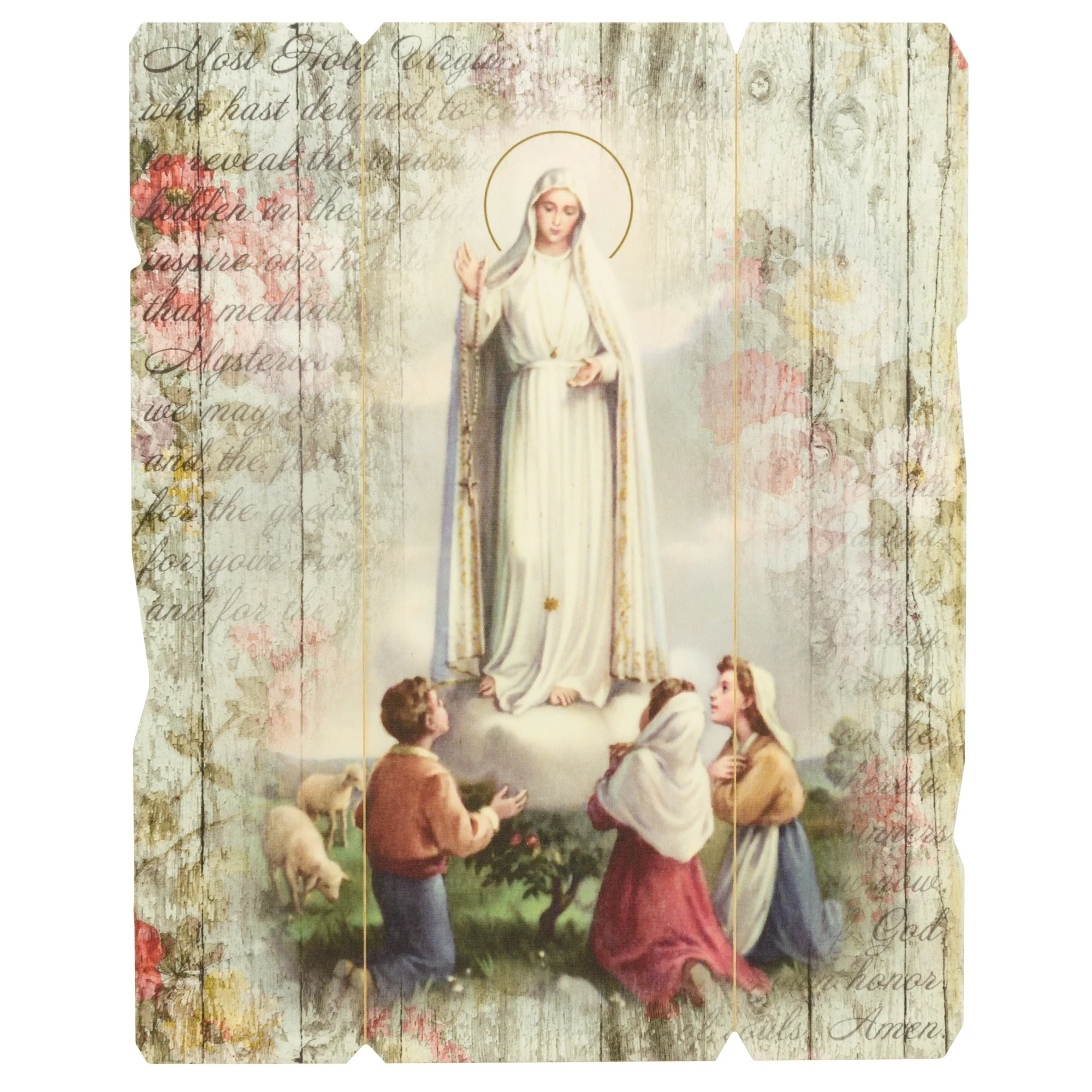 Our Lady of Fatima Wooden Wall Plaque